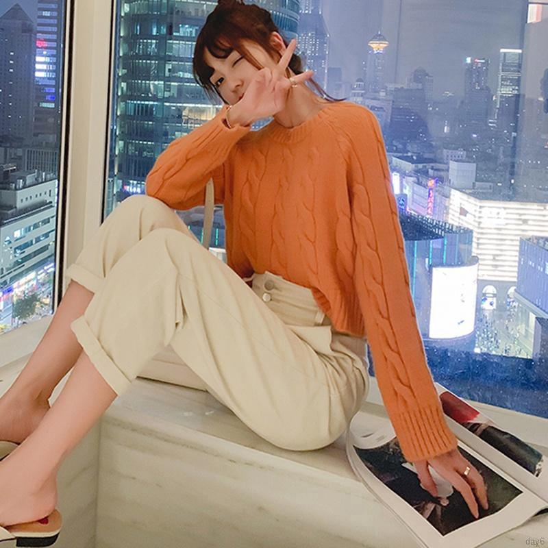 Áo len nữ dài tay dáng rộng thời trang Hàn Quốc