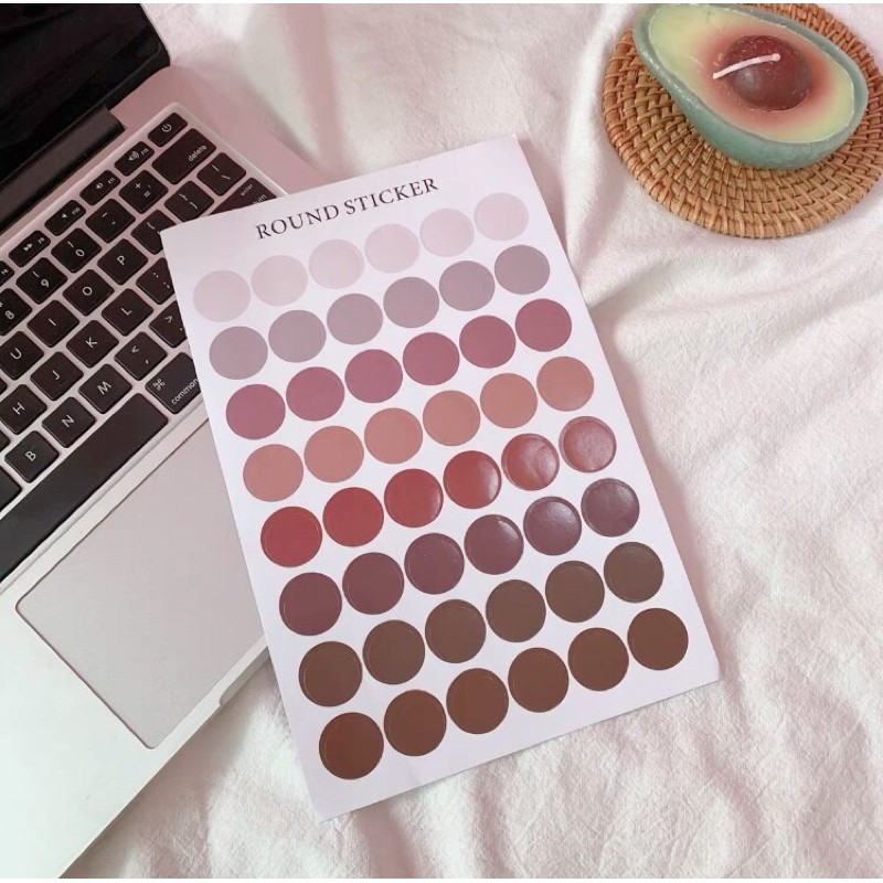 Sticker dán trang trí chấm tròn nhiều màu sắc 48 sticker tròn