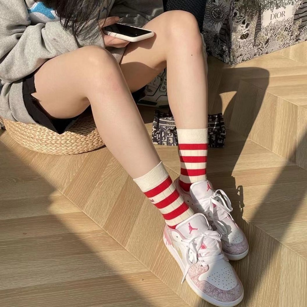 Hàng Có Sẵn#Vớ Thể Thao Cổ Vừa Thêu Chữ Tiếng Anh Phong Cách Hàn Quốc Thời Trang Thu Đông Cho Nữ