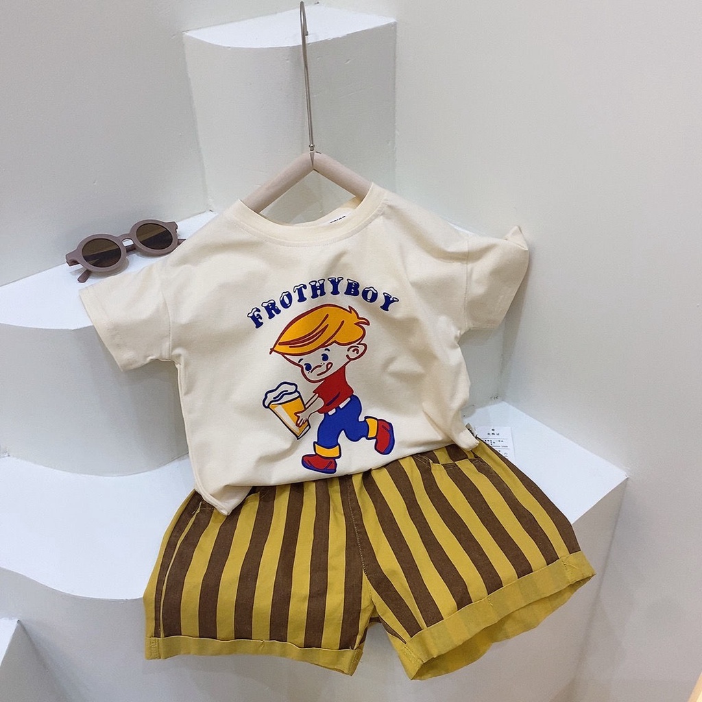 Bộ Đồ Cotton Ngắn Tay Mềm Mại Thoải Mái Thời Trang Hàn Quốc Nhật Bản 2022 Cho Bé Trai Gái