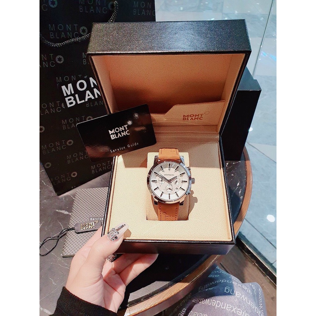 ĐỒNG HỒ NAM MONTBLANC MBB16 CHRONOGRAPH , DÂY DA LỘN , SIZE 44MM