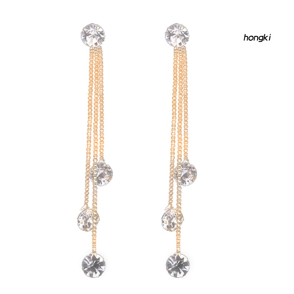 Bông Tai Dáng Dài Đính Đá Lấp Lánh Thời Trang Cho Nữ