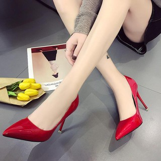 Giày cao gót bít mũi gót nhọn cao 7p da bóng---giày cao gót nữ công sở dễ mang dễ phối đồ