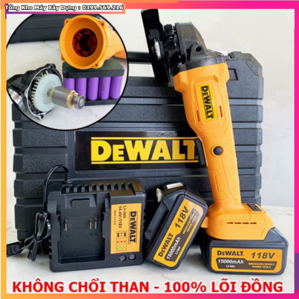 HOT ƯU ĐÃI BẢO HÀNH 12 THÁNG  Máy mài pin DEWALT 118V 2 PIN không chổi than, Lõi Đồng - Máy mài Góc, Máy Cắ