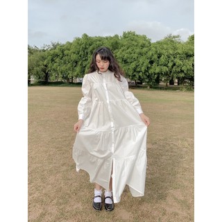 Đầm babydoll trắng dài