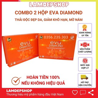 Combo 2 hộp thải độc đẹp da Eva Diamond cân bằng nội tiết tố nữ giảm khô hạn mờ nám tàn nhang tăng vòng 1 LamdepShop