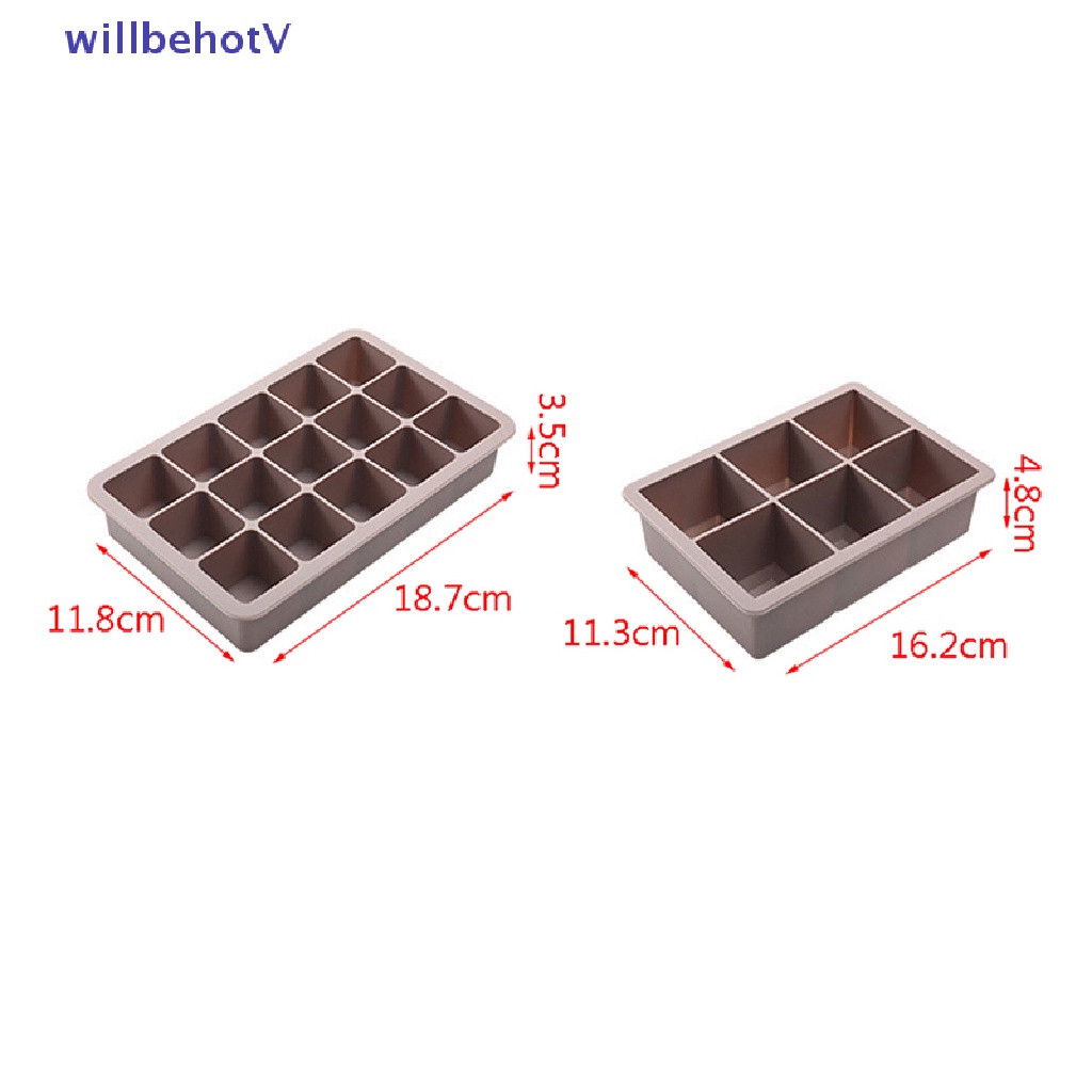 Khuôn Silicon Làm Đá Viên 6 / 15 Ô Lớn Hình Vuông