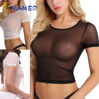 Áo lưới mỏng cổ tròn ngắn tay thời trang mùa hè 2019 dành cho nữ