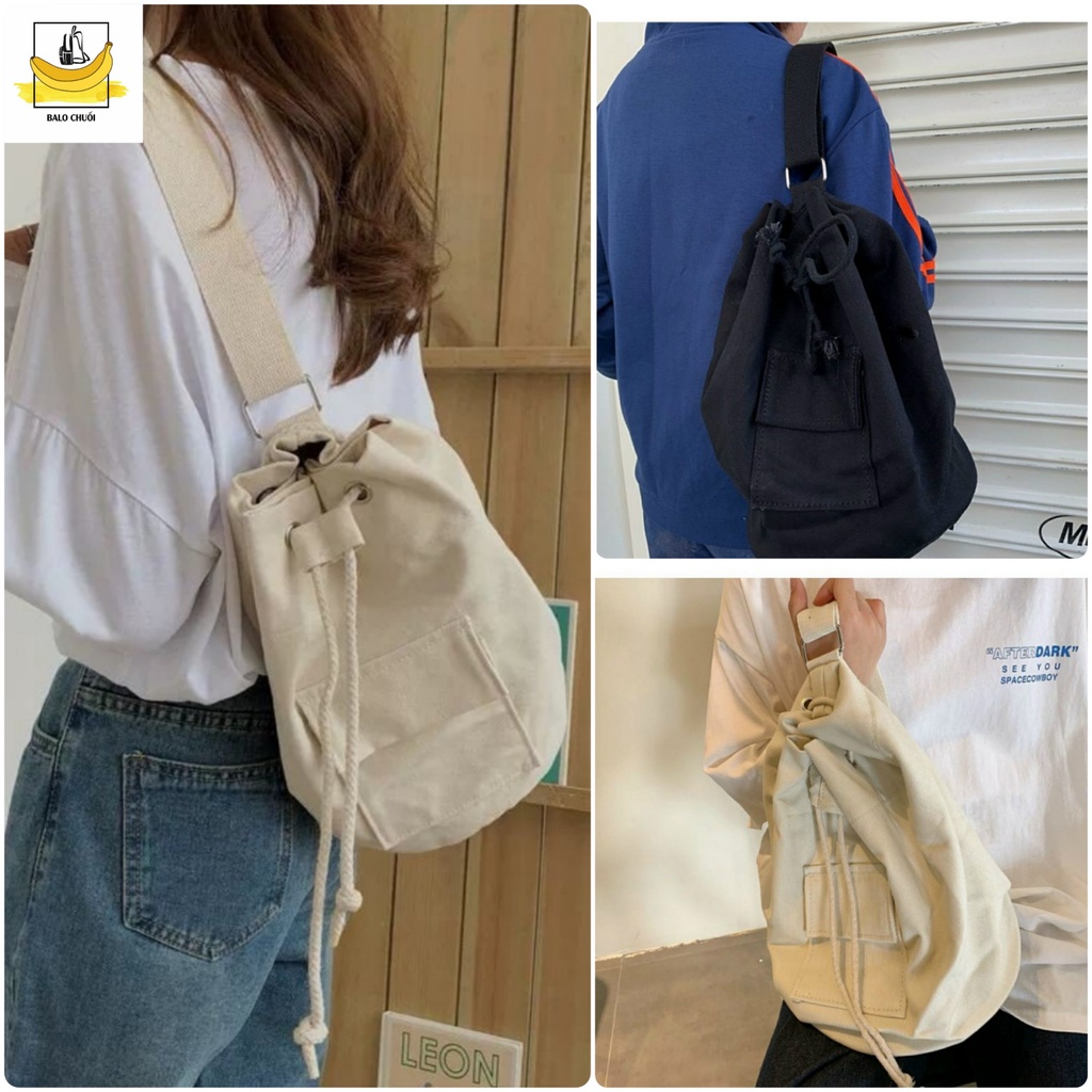 TÚI TOTE ĐEO CHÉO BALO DÂY RÚT UNISEX NAM NỮ VẢI CANVAS ĐI HỌC ĐI CHƠI CHECKING HÀN QUỐC