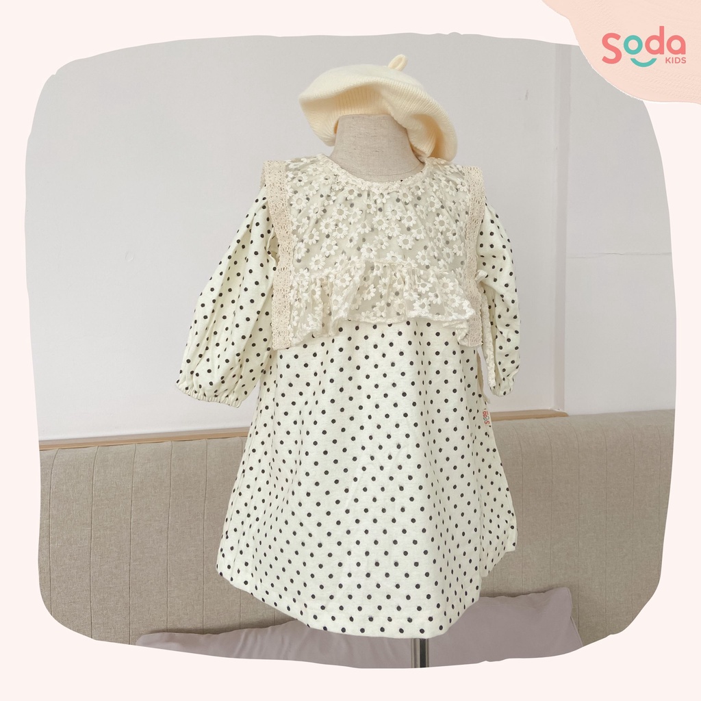 Váy chấm bi thiết kế cho bé SODA KIDS tặng kèm yếm ren