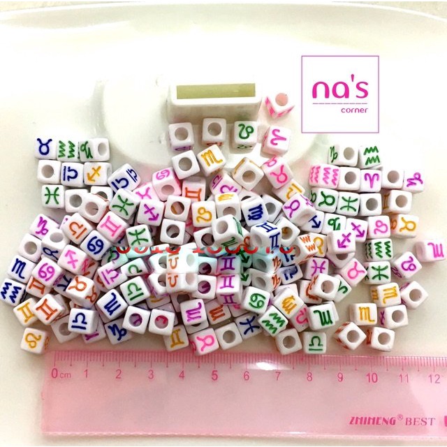 25gr hạt nhựa vuông cung hoàng đạo xâu vòng nhiều mẫu