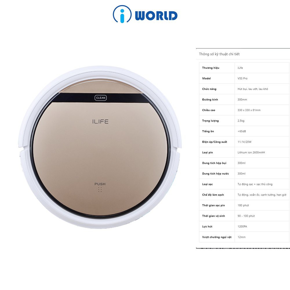 Robot hút bụi và lau nhà , máy hút bụi tự động iLife V5S Pro bản Quốc tế chính hãng nguyên seal bảo hành 12 tháng