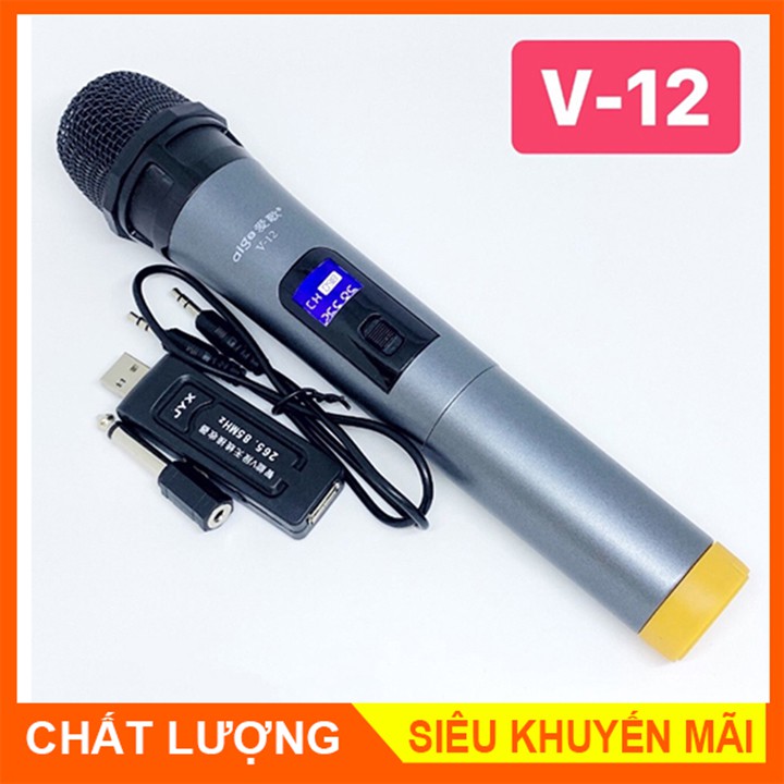 Micro không dây V12 dành cho Loa, Amply - Mic Karaoke Đa Năng Bluetooth V12
