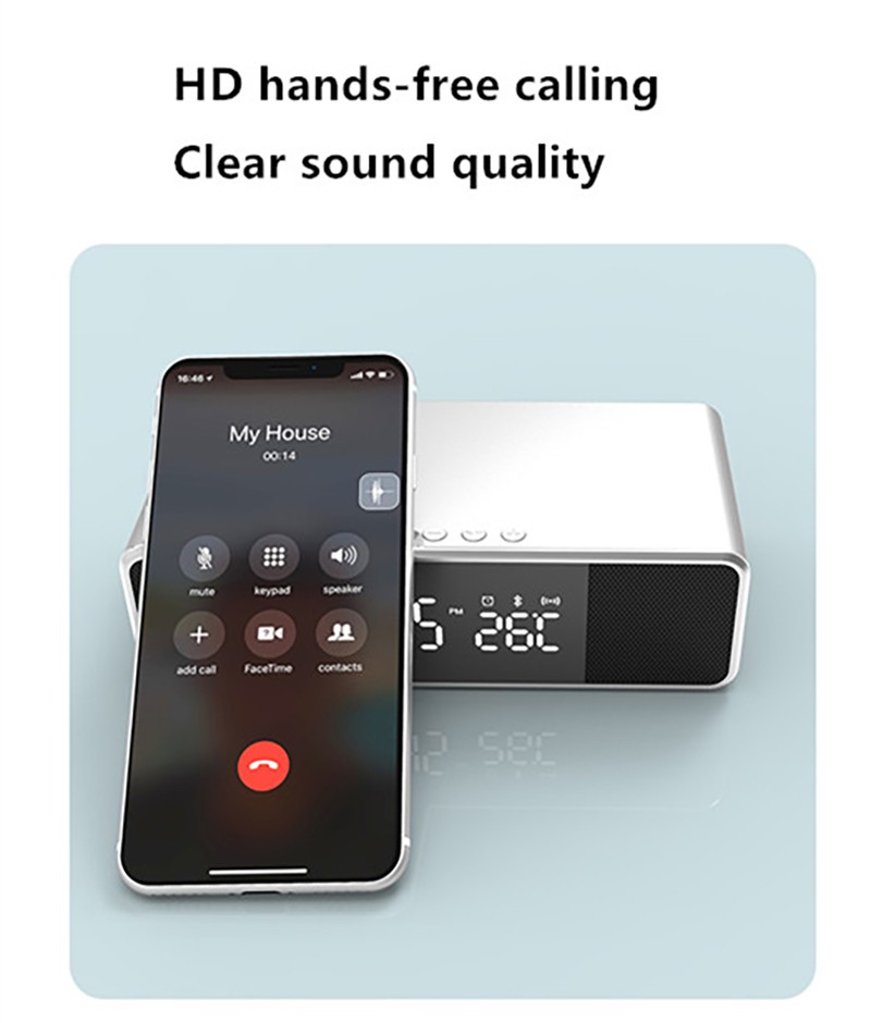 Loa Bluetooth Không Dây Tích Hợp Đồng Hồ Báo Thức Và Nhiệt Độ