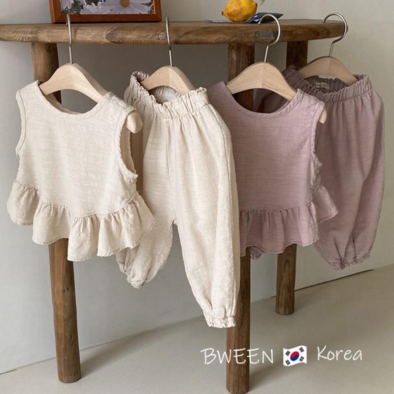 Bộ Đồ Thời Trang Mùa Hè Áo Sát Nách Dáng Rộng Phối Bèo + Quần Dài Kiểu Phương Tây Cho Bé Gái 2022
