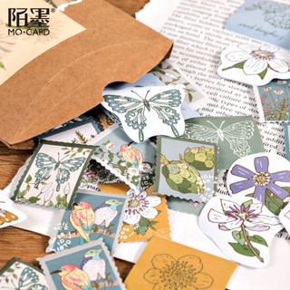 Hộp 46 miếng sticker mẫu con bướm retro