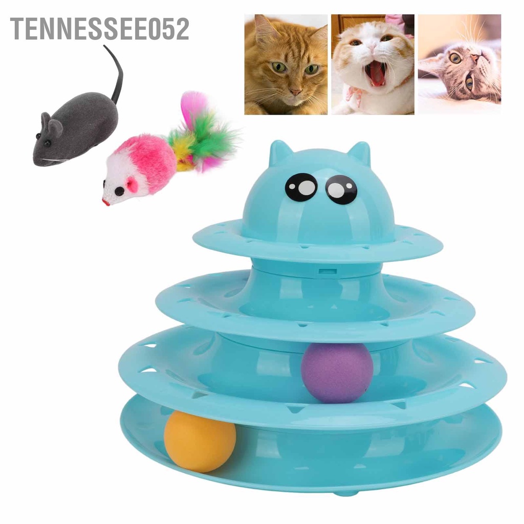 Tennessee052 Đồ chơi con mèo lăn 3 tầng Tháp tương tác đồ cho trong nhà