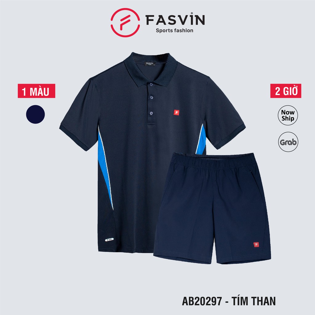 Bộ quần áo thể thao nam Fasvin AB20297.HN cộc tay cổ bẻ vải mềm nhẹ co giãn tốt