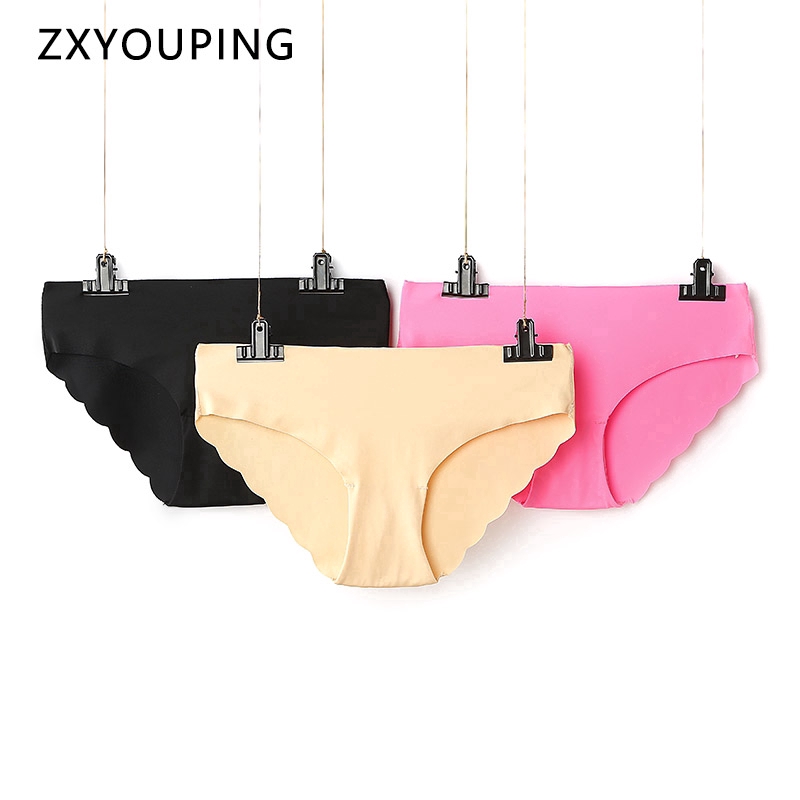 Set 3 quần lót ZXYOUPING lưng thấp viền bèo màu trơn size M-XXL thời trang dành cho nữ