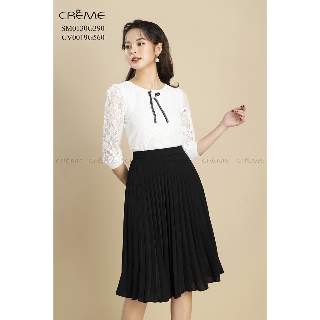 [Mã FASHIONMALLT4 giảm 15% đơn 150k] Áo sơ mi ren tay lỡ SM0130 CREME | BigBuy360 - bigbuy360.vn