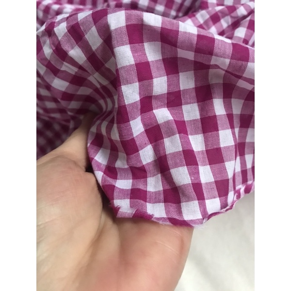 Vải thô carô tím cẩm