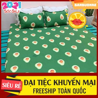 Bộ ga gối 3 món cotton poly giường 2M2 mẫu quả bơ