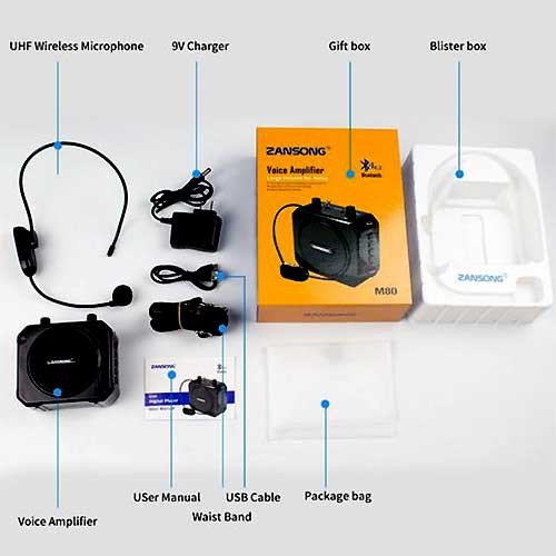 LOA TRỢ GIẢNG ZANSONG M80 / BLUETOOTH 4.2 / KÈM MIC KO DÂY