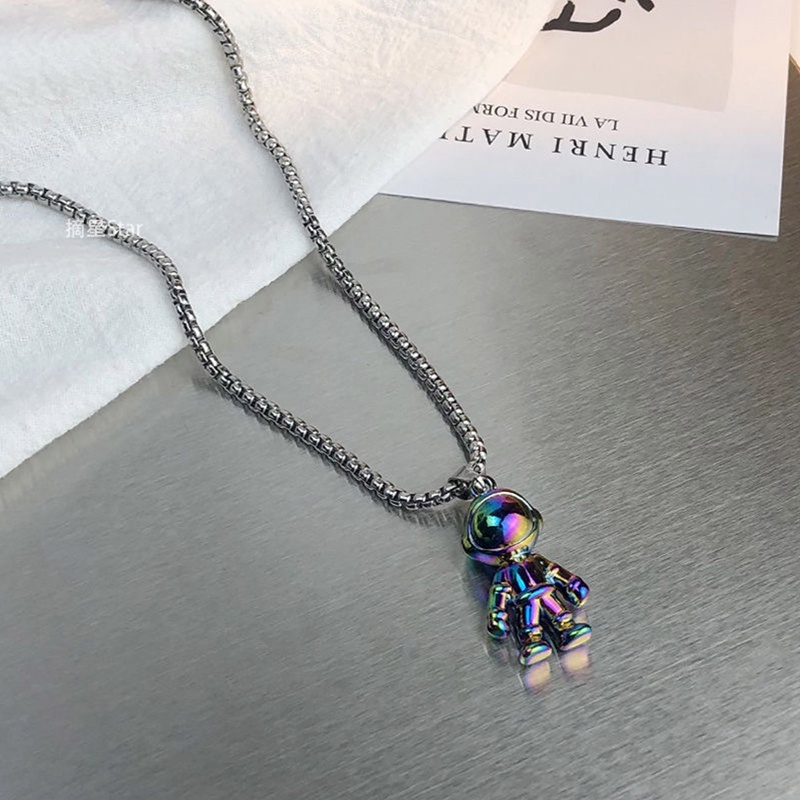 Set 2 Vòng cổ Mặt Hình Người Ngoài Hành Tinh Bằng Thép Không Gỉ Có Nam Châm Hít Dành Cho Cặp Đôi