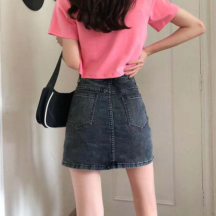 Chân váy jean Chữ A Lưng Cao Dáng Ôm Thời Trang Mùa Hè Hàng Mới 2022 Dành Cho Bạn Nữ