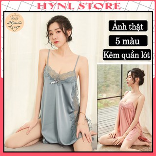 Đầm ngủ sexy 2 dây lụa satin hynl váy ngủ sexy xuyên thấu gợi cảm v004