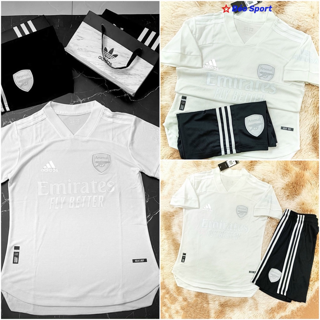Áo Bóng Đá CLB Arsenal- Chuẩn Mẫu Thi Đấu-Trắng Tuyết -Mùa Giải 2021- Vải Polyeste Siêu Thoáng-Siêu Bền