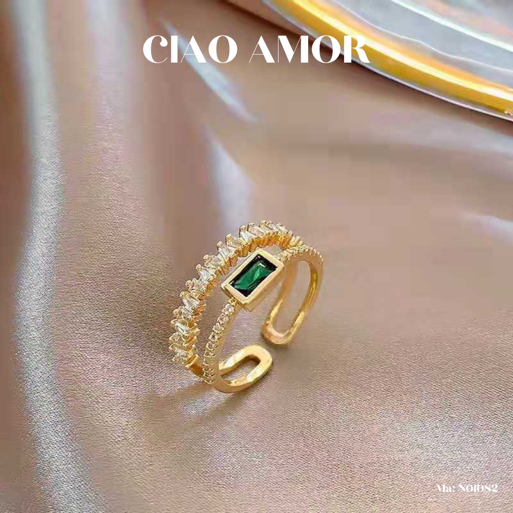 Nhẫn nữ sang trọng thanh lịch mặt xanh lam Trang sức Ciao Amor - N01082