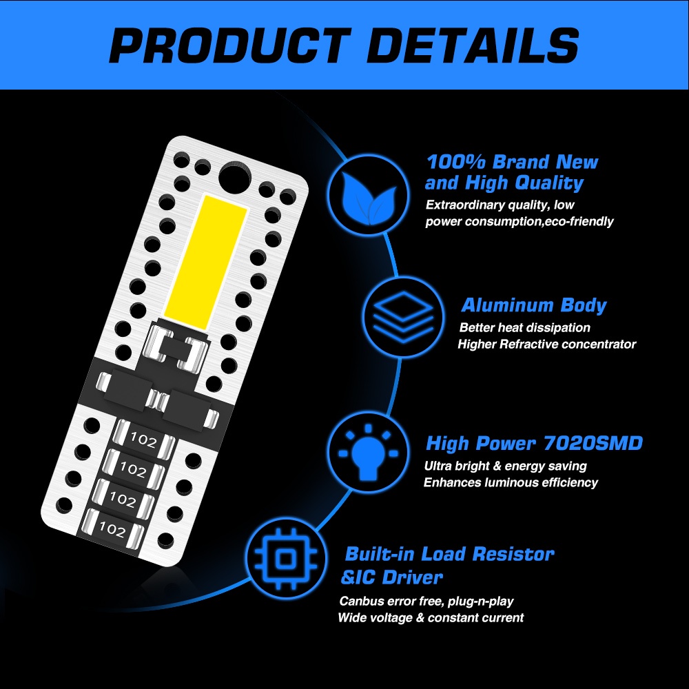 Bộ 2 đèn LED Novsight T10 7020 6000K siêu sáng chuyên dụng cao cấp cho xe hơi
