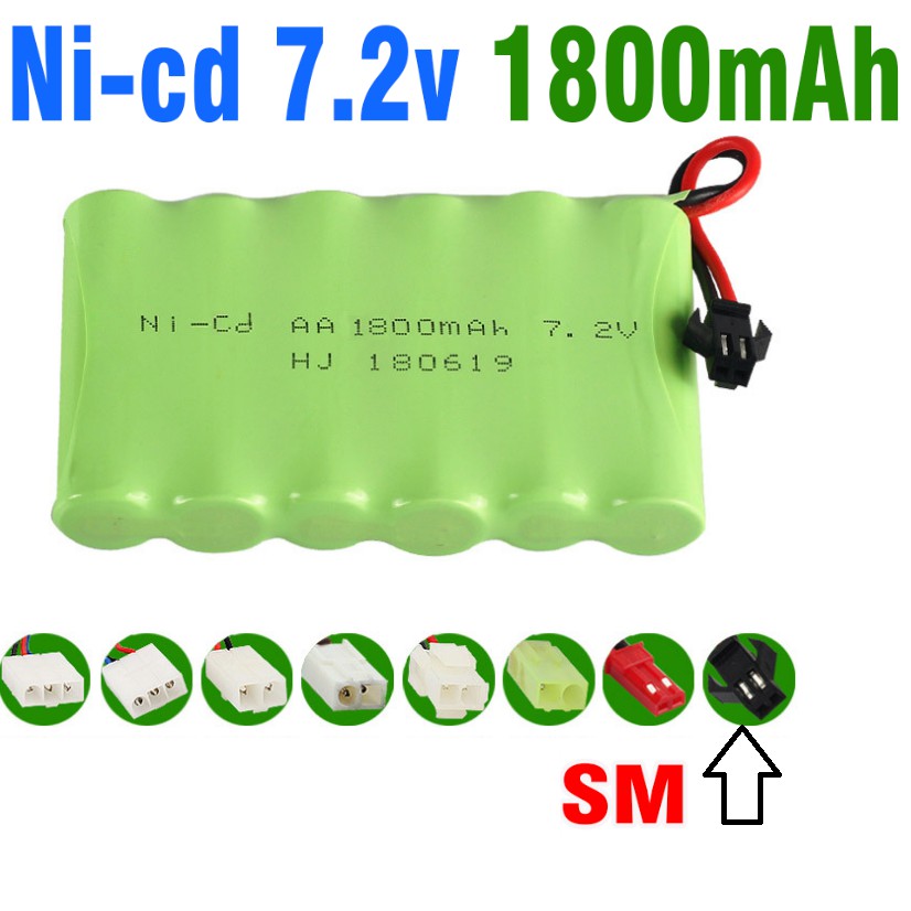 Pin xe điều khiển Ni-cd 7,2v 1800mah cổng nối SM