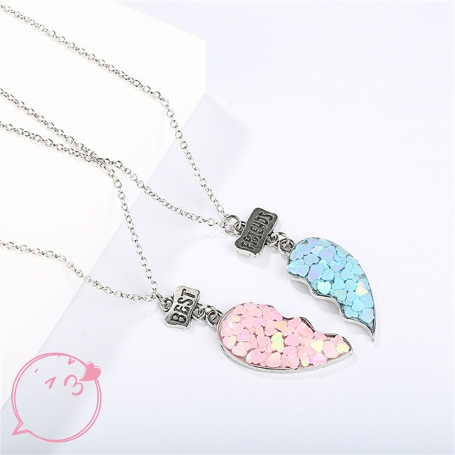 Set 2 Vòng cổ Tình Bạn BFF Hình Trái Tim Cho Cặp Đôi