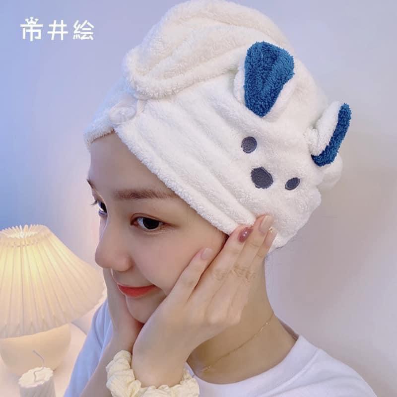 Mũ Trùm Đầu Làm Khô Tóc Hình Tai Thỏ Hoạt Hình Phong Cách Hàn Quốc Cho Người Lớn Và Trẻ Em