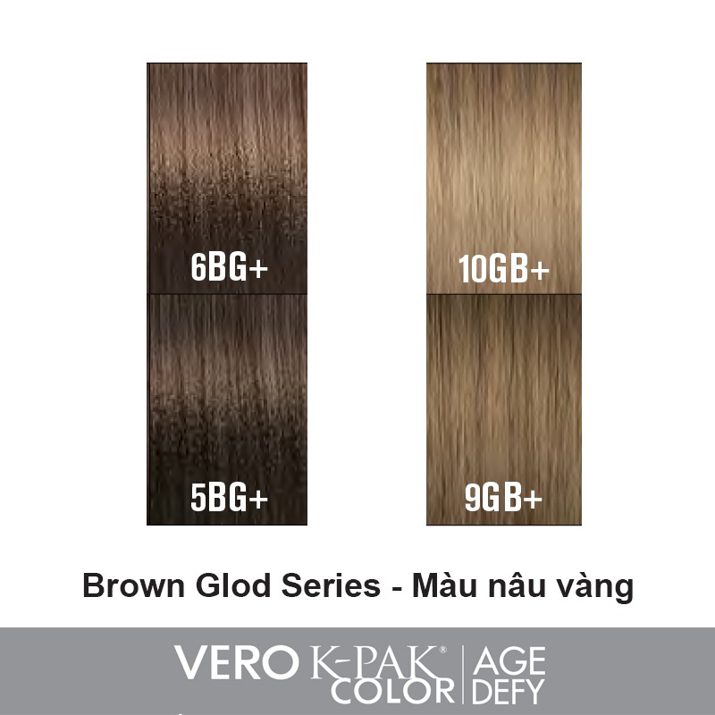 Brown Gold Series BG - Màu nhuộm phủ bạc thời trang JOICO Vero K-Pak Color Age Defy (Tông màu nâu vàng)