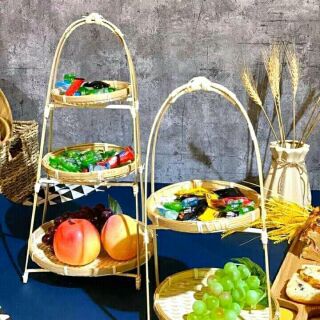Mẹt tre tầng đựng đồ ăn, trang trí decor