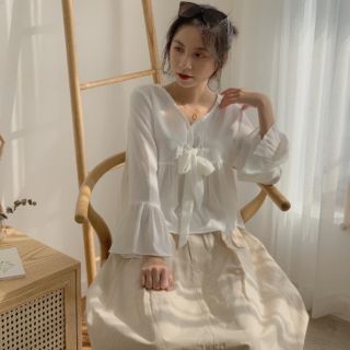 Áo voan babydoll thắt Nơ tay loe