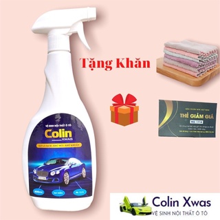 Chai Xịt Tẩy Rửa Vệ Sinh Nội Thất Xe Hơi Colin Xwas - Làm Sạch Bề Mặt Da Trần Nỉ Ô Tô 600ml - Tặng Khăn 2 mặt