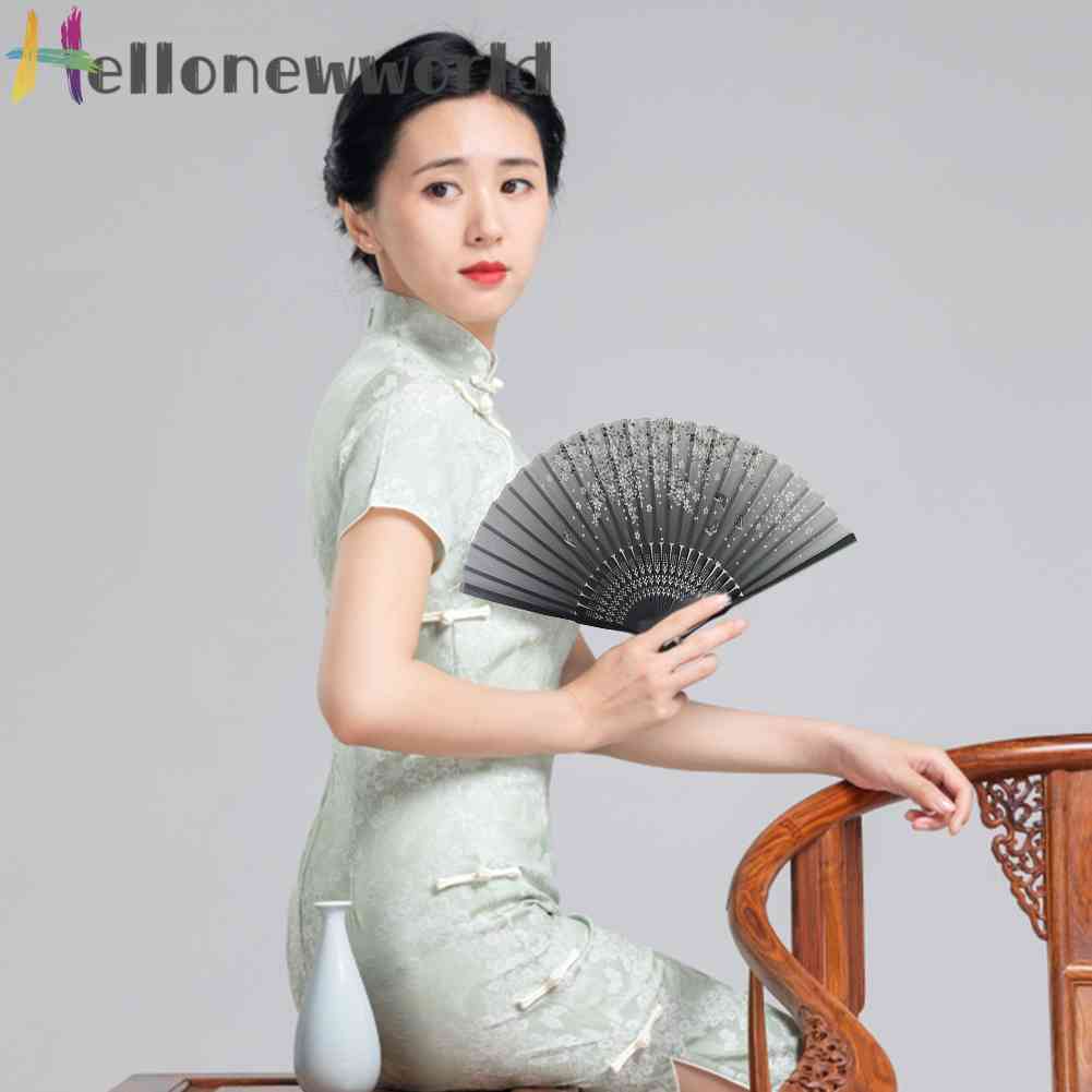 Quạt Xếp Cầm Tay Bằng Lụa Phong Cách Trung Hoa