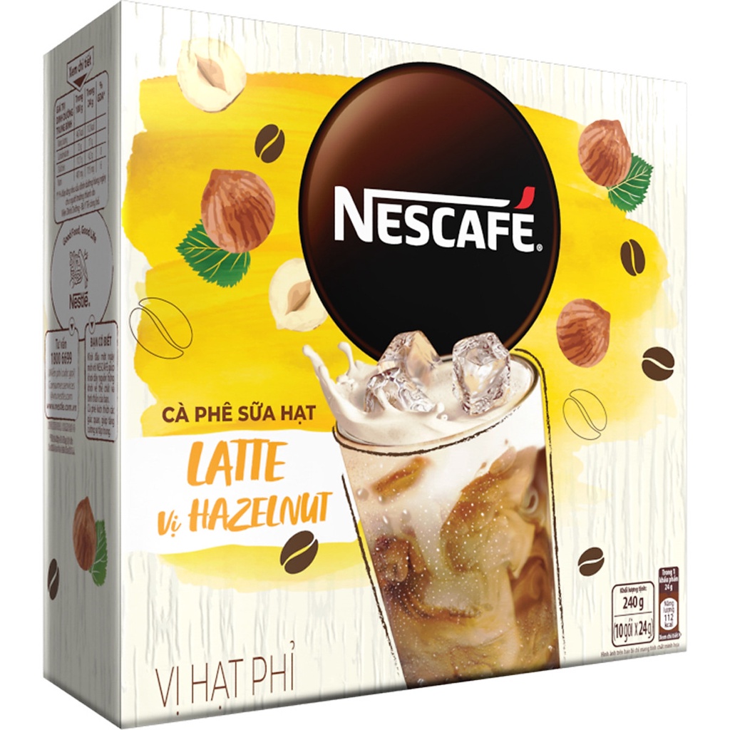 Combo 2 hộp Cà phê hòa tan NESCAFÉ Latte Sữa Hạt Vị Hạt Phỉ và Hạnh Nhân(240g/hộp)