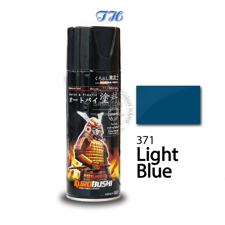 Combo 4 chai sơn samurai 371 màu xanh dương nhạt gồm: uch210 - 2/102 - 371 - k1k - giấy nhám p800