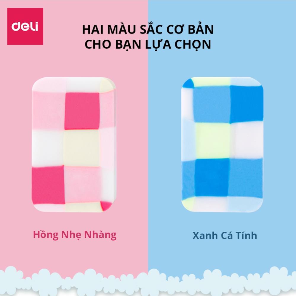 Tẩy hình vẽ caro Deli 21x44mm - Xanh dương/ Hồng - 71064