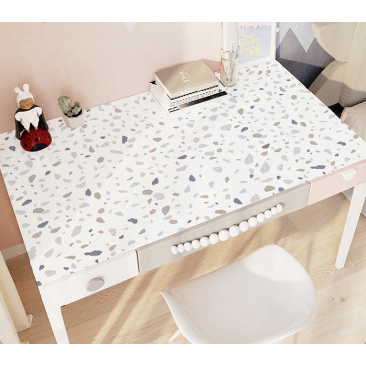 1M decal dán tường nhà bếp khổ 60cm tráng nhôm cách nhiệt có sẵn keo dán-SỎI ĐÁ TRẮNG