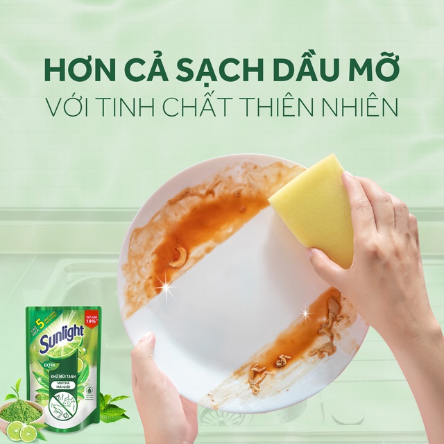 Nước rửa chén Sunlight (750g) Hương Matcha Trà Nhật / Muối Khoáng & Lô Hội