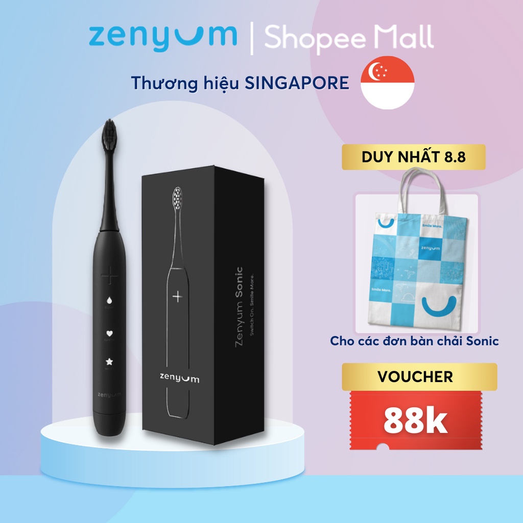 Bàn Chải Đánh Răng Điện Zenyum Sonic Màu Đen Matte Công Nghệ Singapore