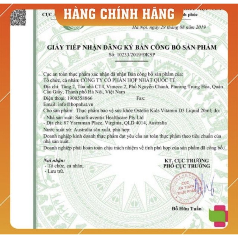 Vitamin D3 Ostelin Liquid 20ml - Xuất xứ Úc