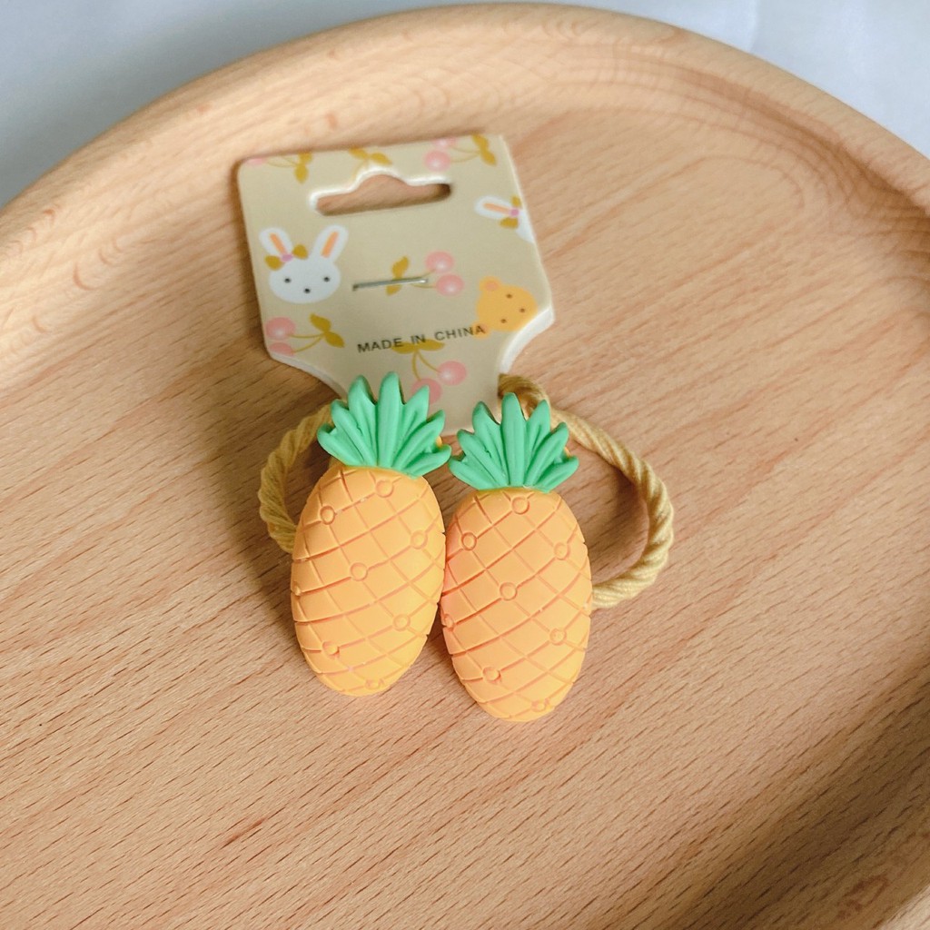 SET 2 DÂY BUỘC TÓC, CỘT TÓC CHO BÉ GÁI HÌNH TRÁI CÂY NHÁM BẢN TO