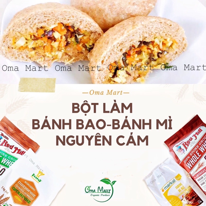 500g bột làm bánh mì, bánh bao nguyên cám hữu cơ Bob's red mill